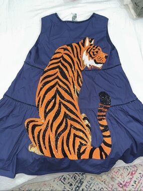 Queen of Sparkles Navy Tiger dress